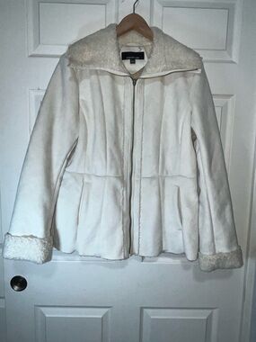 Jones New York Cream Faux Shearling Zip Jacket